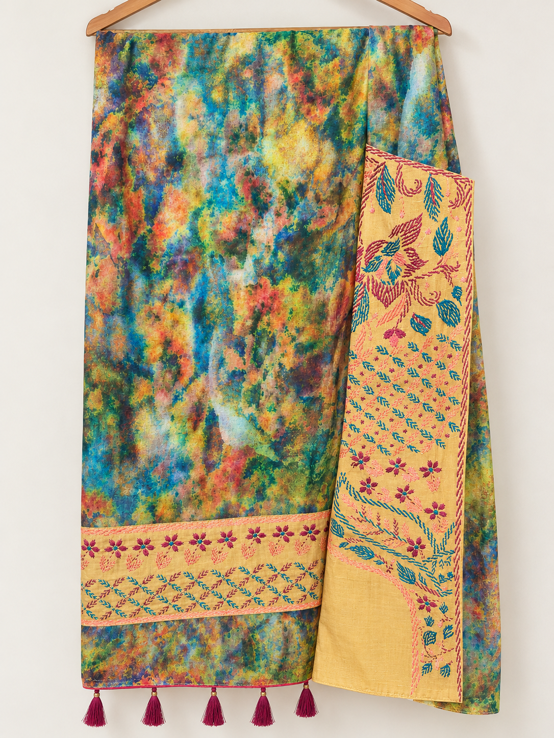 Jamdani Handloom Saree — Indigo Bloom